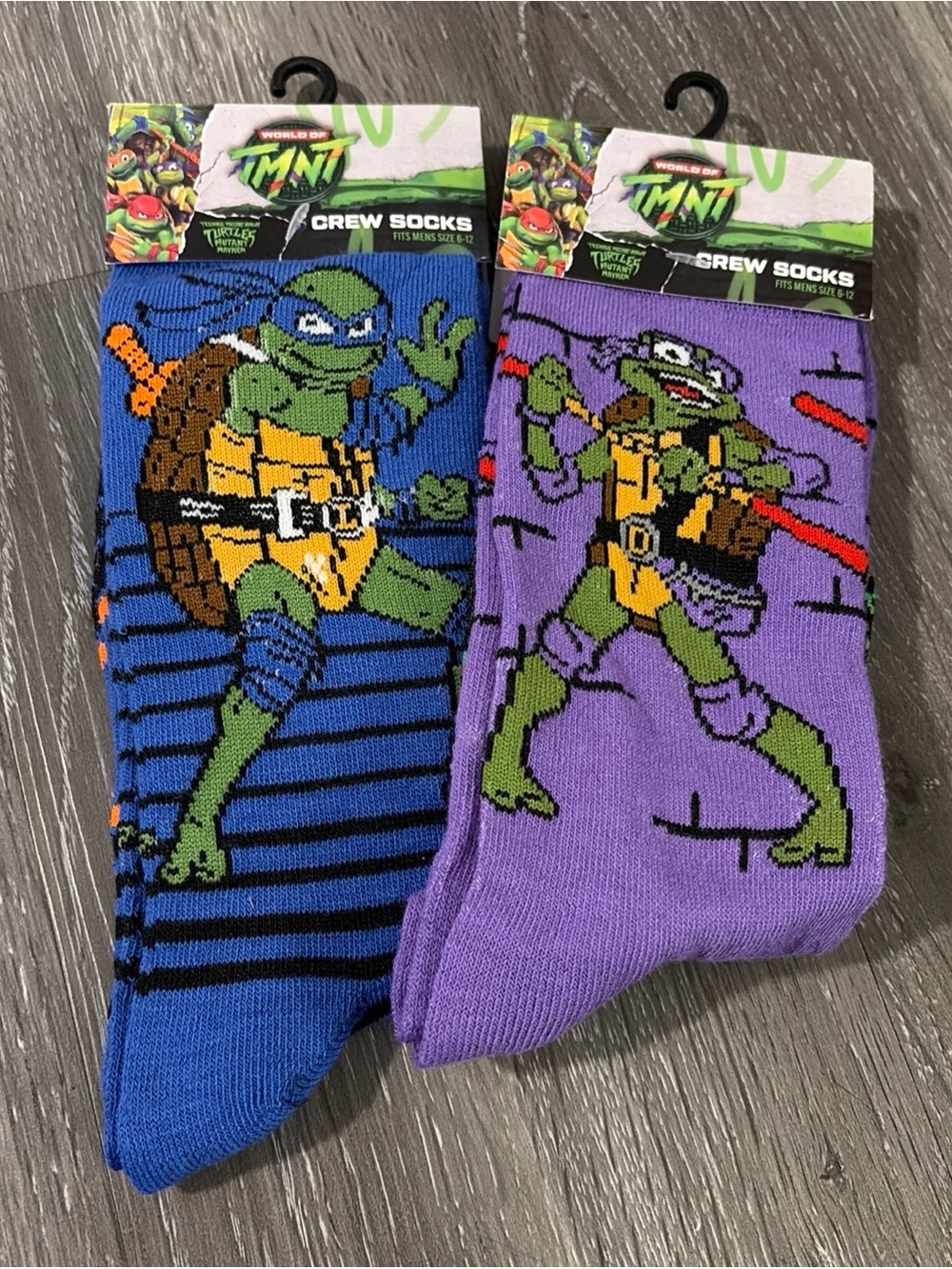 Set of 2 Nickelodeon Teenage Mutant Ninja Turtles Crew Socks - Blue & Purple